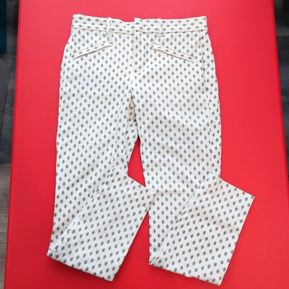 GAP casual pant skinny ankle white with black rhombus design women's size 2 R